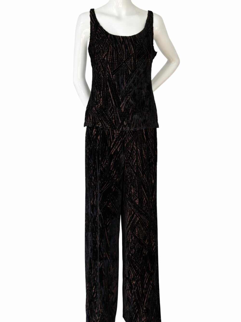 Vintage Sonia Rykiel Paris Velvet Two Piece Set Wide Leg Pants